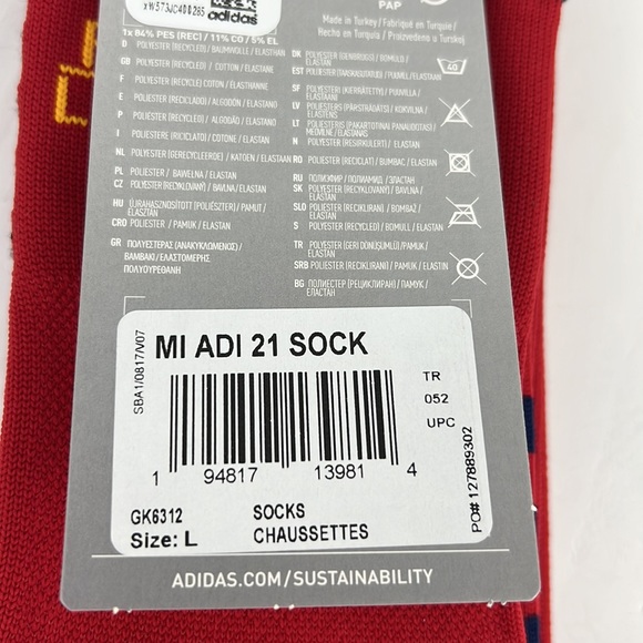 Adidas Mens MI ADI 21 Socks PrimeGreen Team Sport Soccer Futbol New SZ L 9-10.5 - Picture 6 of 8